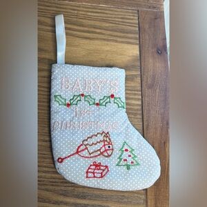 Vintage Handmade Baby's First Christmas Stocking Embroidered